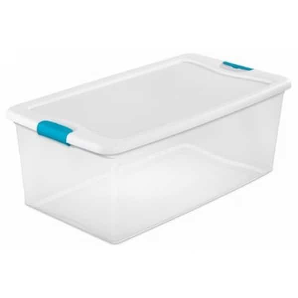 106 Quart Latch Storage Box - White Lid & Blue Latches