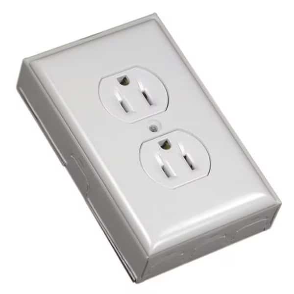 Duplex Metal Raceway Outlet Box - White