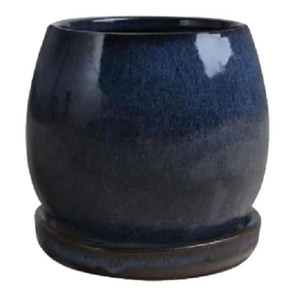 Trendspot 227356 8 in. Artisan Pot; Drip Blue