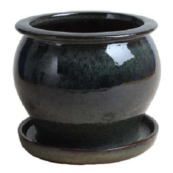 Trendspot 227362 4 in. Studio Pot; Drip Green