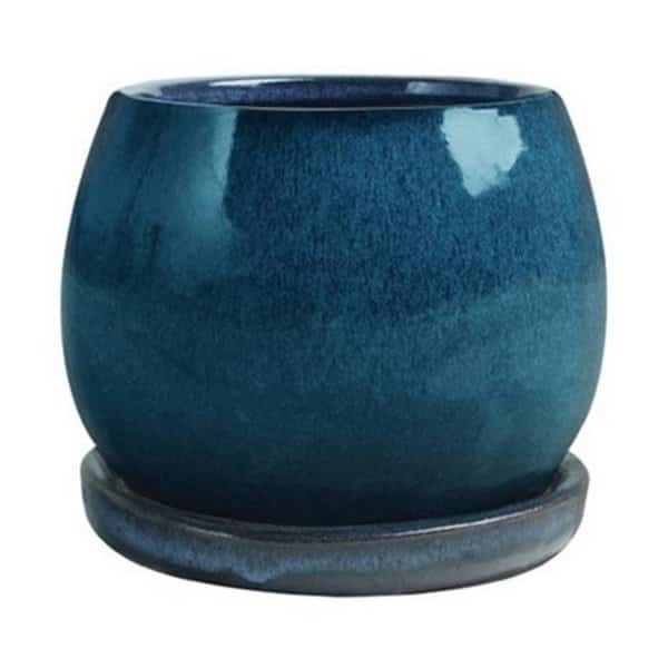 Trendspot 227357 8 in. Aque Blue Artisan Pot