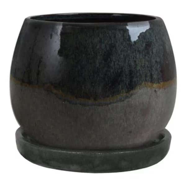 8 in. Drip Green Artisan Pot