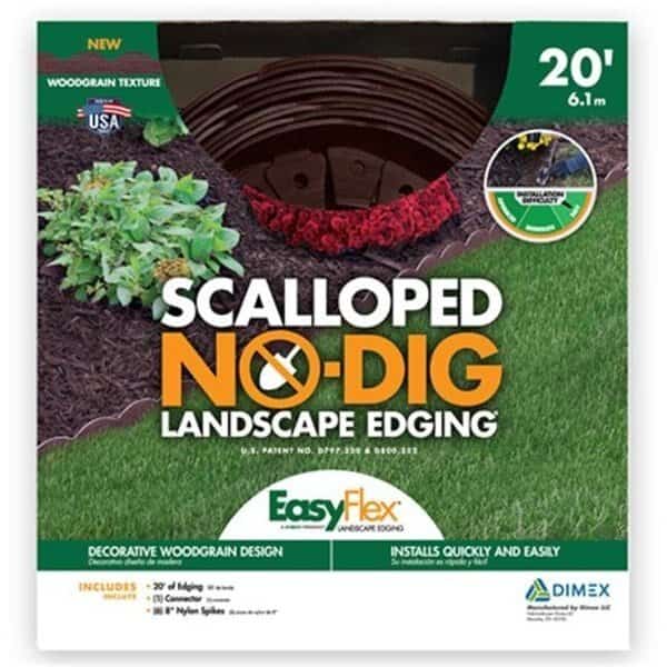 Dimex 251549 20 in. Decorative Landscape Edging Kit without Dig; Embossed Brown