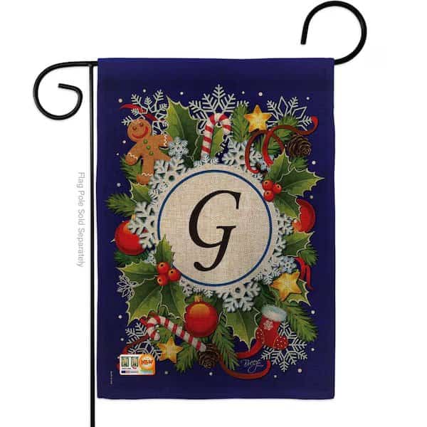 13 x 18.5 in. Winter G Initial Burlap Wonderland Impressions  Vertical Double Sided Garden Flag