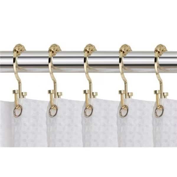 Utopia Alley HK1GD Deco Flat Double Roller Shower Curtain Hooks; Gold - Set of 12