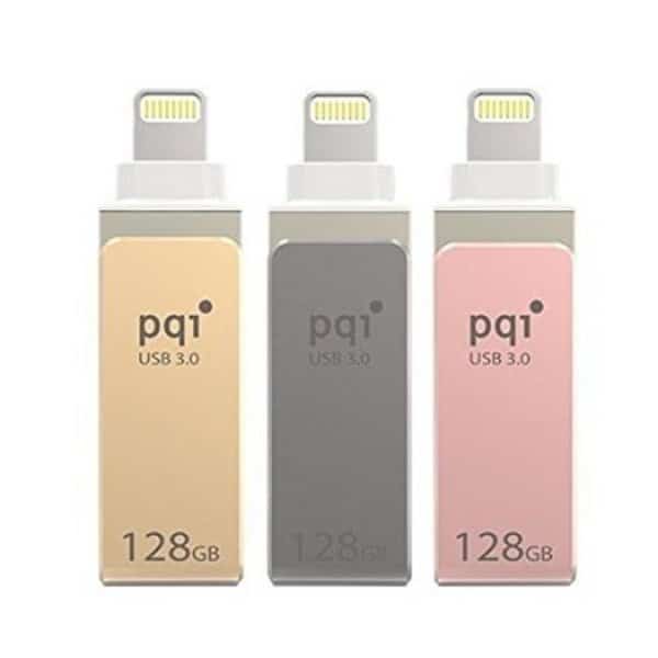 PQI 6I04-128GR3001 iConnect Mini Apple Mfi 128 GB Mobile Flash Drive with Lightning Connector for iPhones; iPads; Mac & PC USB 3.0 - Rose Gold