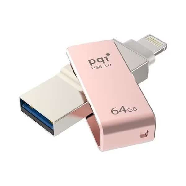 PQI 6I04-064GR3001 iConnect Mini Apple Mfi 64 GB Mobile Flash Drive with Lightning Connector for iPhones; iPads; Mac & PC USB 3.0 - Rose Gold, Pqi, Mfr#: 6I04-064GR3001