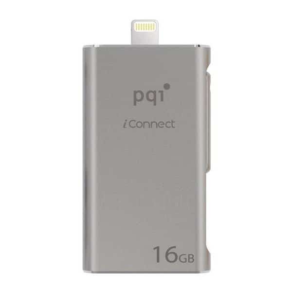 PQI 6I01-016GR2001 iConnect Apple MFi 16 GB Mobile Flash Drive with Lightning Connector for iPhones; iPads; iPod; Mac & PC USB 3.0 - Iron Gray