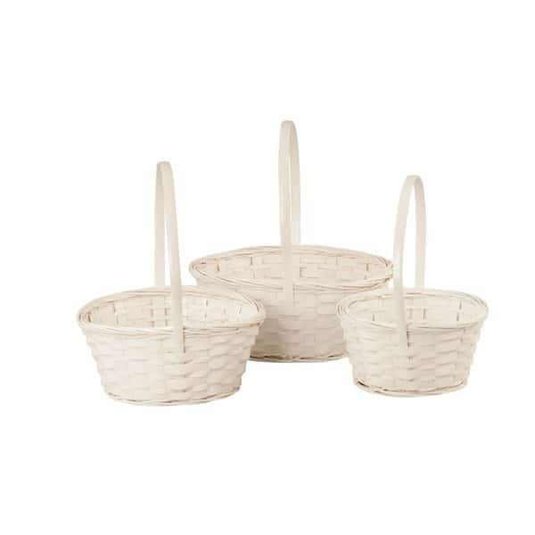 4500-S3 Bamboo Basket; White, 3PK