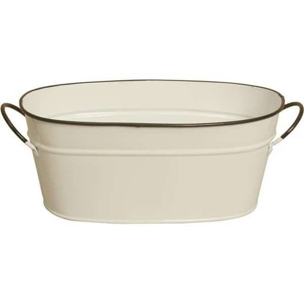 Wald Imports 8682-D4 4 in. Pearl White Metal Planter  Double  Pack of 2