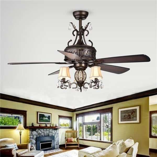 Warehouse of Tiffany CFL-8211REMO-AB 52 in. Firtha Indoor Remote Controlled Ceiling Fan with Light Kit; Bronze