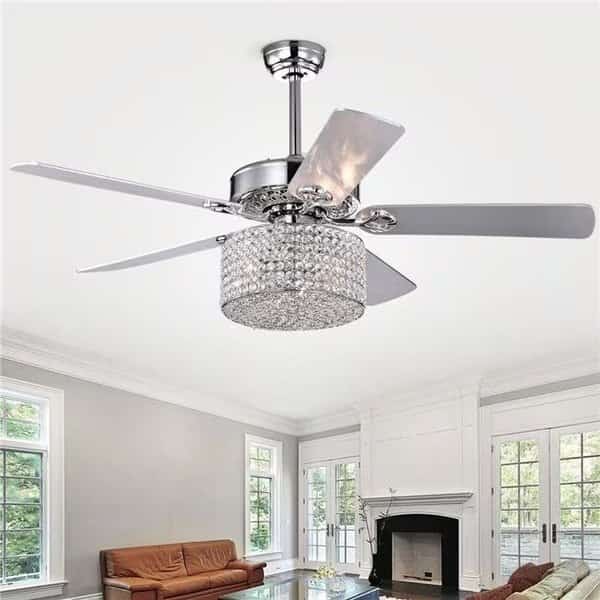 Warehouse of Tiffany CFL-8409REMO-CH 52 in. Rexen Indoor Remote Controlled Ceiling Fan with Light Kit; Chrome