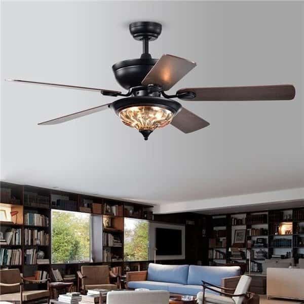 Warehouse of Tiffany CFL-8420REMO-FB 52 in. Micago Indoor Remote Controlled Ceiling Fan with Light Kit; Black, Warehouse Of Tiffany, Mfr#: CFL-8420REMO/FB