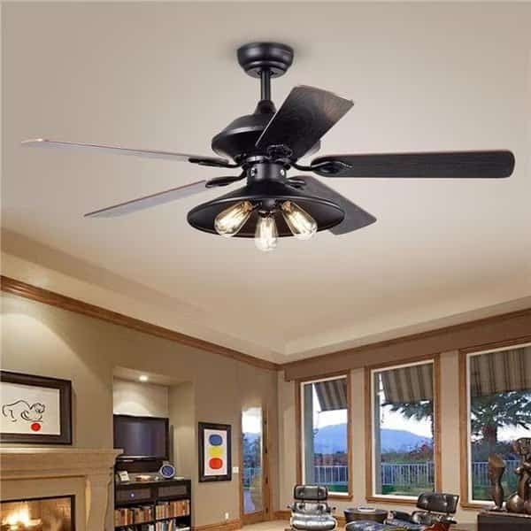 Warehouse of Tiffany CFL-8308REMO-BL 52 in. Upille Indoor Remote Controlled Ceiling Fan with Light Kit; Black