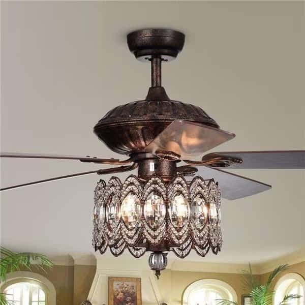Warehouse of Tiffany CFL-8324REMO-RB 52 in. Copper Indoor Remote Controlled Ceiling Fan with Light Kit; Bronze