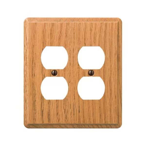 901DDL Contemporary 2 Duplex Outlet Wall Plate Medium Oak