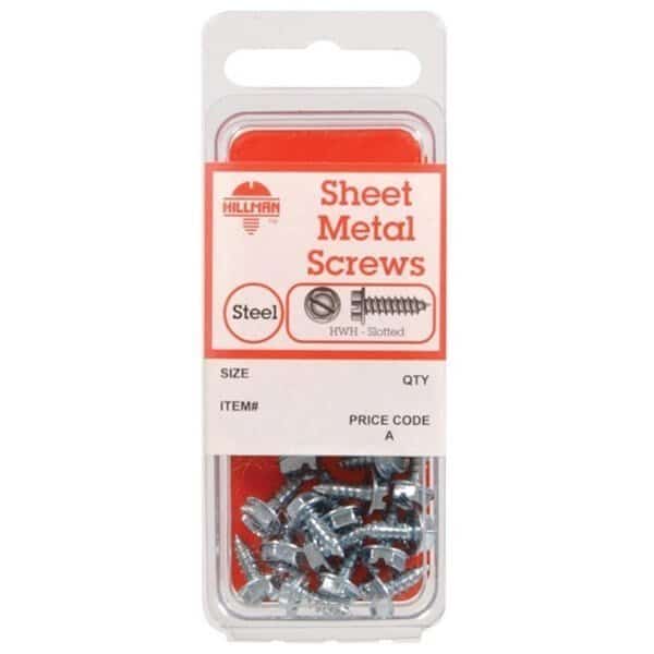 Sheet Metal Screw, #12 x 3/4 inch, Zinc Plated Steel Hex Head 10 PK