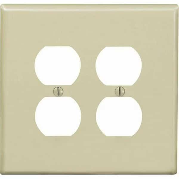 2 Gang Ivory Duplex Receptacle Plate