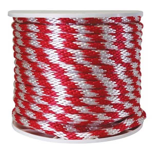 P7240S0200R70S Solid Braided Poly Derby Rope Red & White
