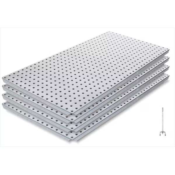 Alligator Board ALGBRD16X32GALVKIT Metal Pegboard Panel Kit with Frange/10 Hooks/Gloves - Pack of 4