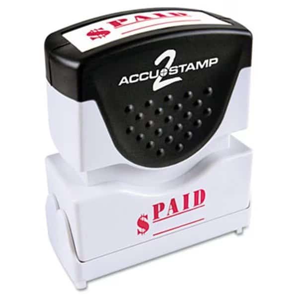 Consolidated Stamp 035578 Accustamp2 Shutter Stamp with Anti Bacteria; Red; PAID; 1.63 x .5