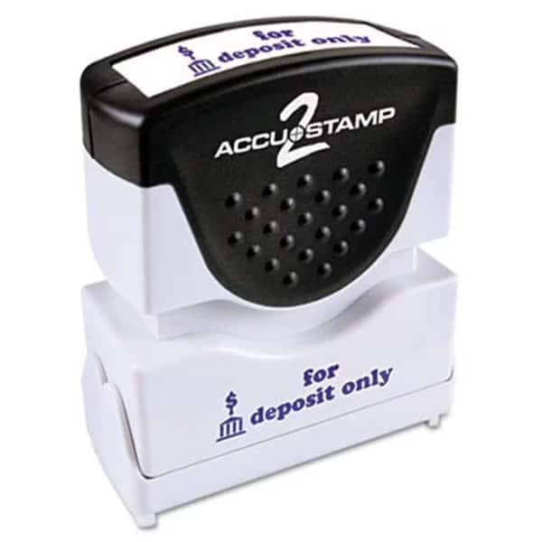 Consolidated Stamp 035601 Accustamp2 Shutter Stamp with Anti Bacteria; Blue; FOR DEPOSIT ONLY; 1.63 x .5