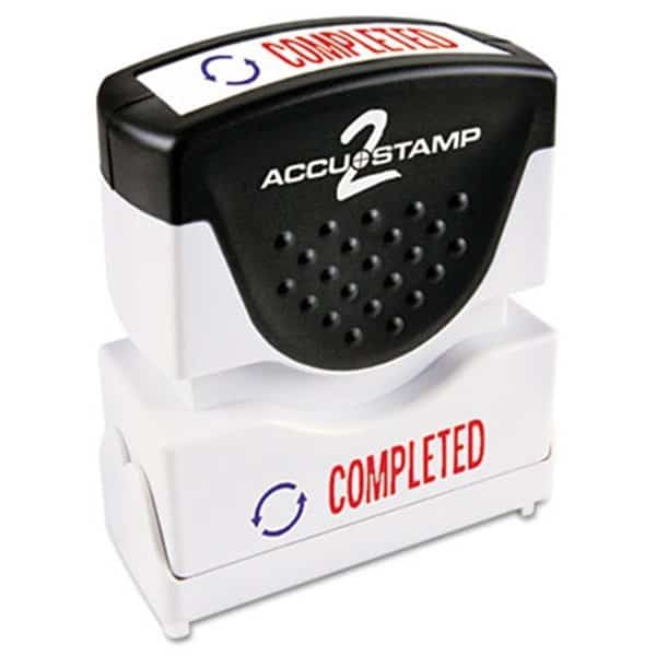 Consolidated Stamp 035538 Accustamp2 Shutter Stamp with Anti Bacteria; Red-Blue; COMPLETED; 1.63 x .5