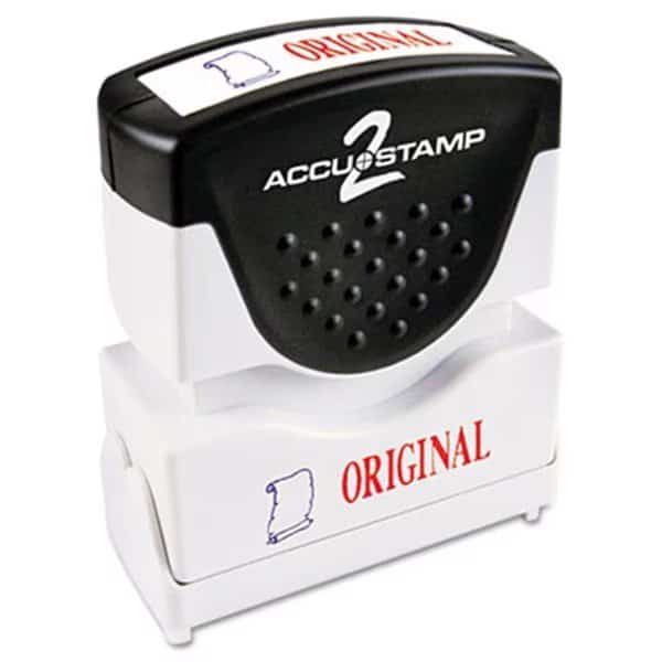 Consolidated Stamp 035540 Accustamp2 Shutter Stamp with Anti Bacteria; Red-Blue; ORIGINAL; 1.63 x .5, Consolidated Stamp Mfg, Mfr#: 35540
