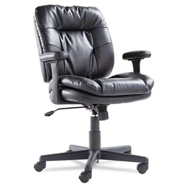 Swivel-Tilt Leather Task Chair; Black