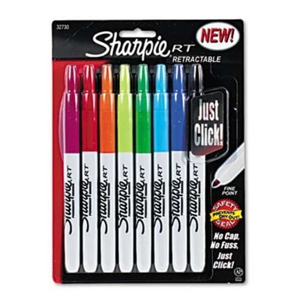 Sharpie 32730PP Retractable Permanent Markers  Fine Point  Assorted  8-Set