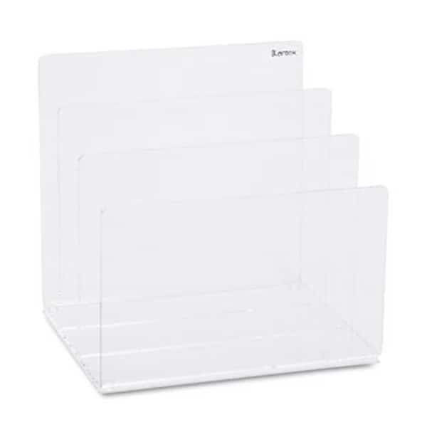 Clear Acrylic Desk File- 3 Sections- 8w x 6 1/2d x 7 1/2h- Clear
