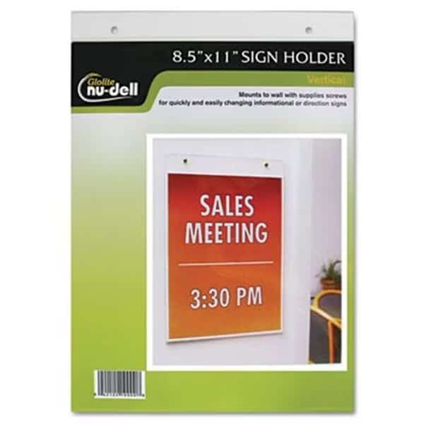 Nu-Dell 38011Z Clear Plastic Sign Holder  Wall Mount  8 1/2 x 11