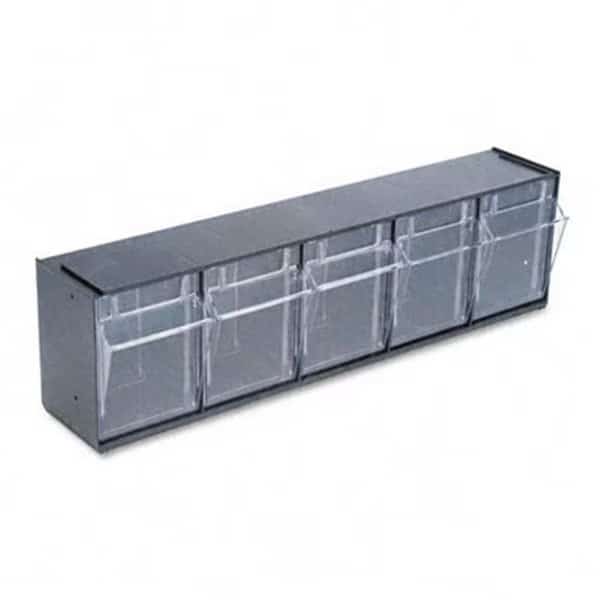 Deflect-O 20504OP Tilt Bin Plastic Storage System with Five Bins  23-5/8 x 5-1/4 x 6-1/2  Black