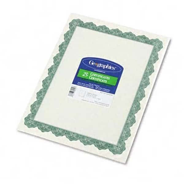Parchment Paper Certificates  8-1/2 x 11  Optima Green Border  25 per Pack