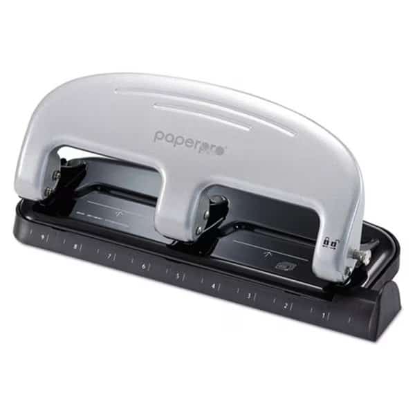 Accentra 2220 inPress Three-Hole Punch; 20-Sheet Capacity - Black & Silver