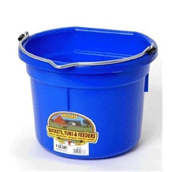 Flat Back Plastic Bucket Blue 8 Quart P8FBBLUE