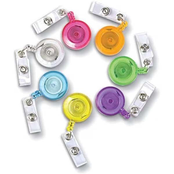SICURIX Translucent ID Badge Reels Round Belt Clip Strap 48 Pack ASSORTED Colors (68850)