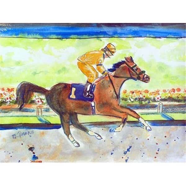 Betsy Drake DM055B Racing Horse Gold Doormat 18 x 26