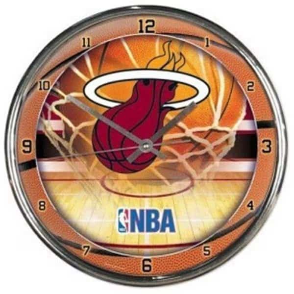 Miami Heat Round Chrome Wall Clock