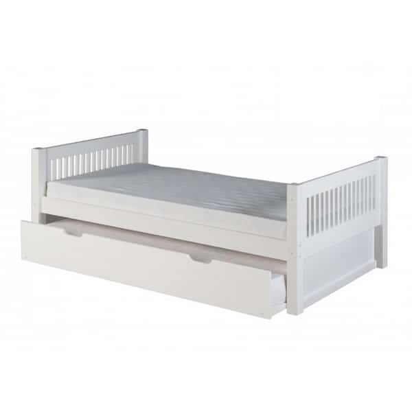 C113-TR Camaflexi Platform Bed with Trundle - Mission Headboard - White Finish