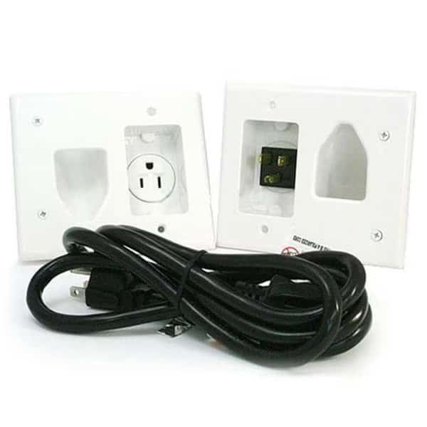CMPLE 526-N Wall plate- Recessed Pro Power Kit withStraight Blade Inlet White, Cmple, Mfr#: 526-N