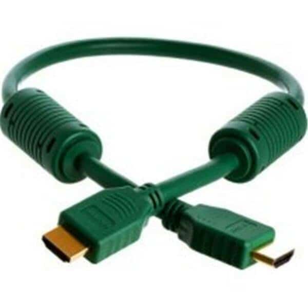 28AWG HDMI Cable with Ferrite Cores - Green - 1.5FT