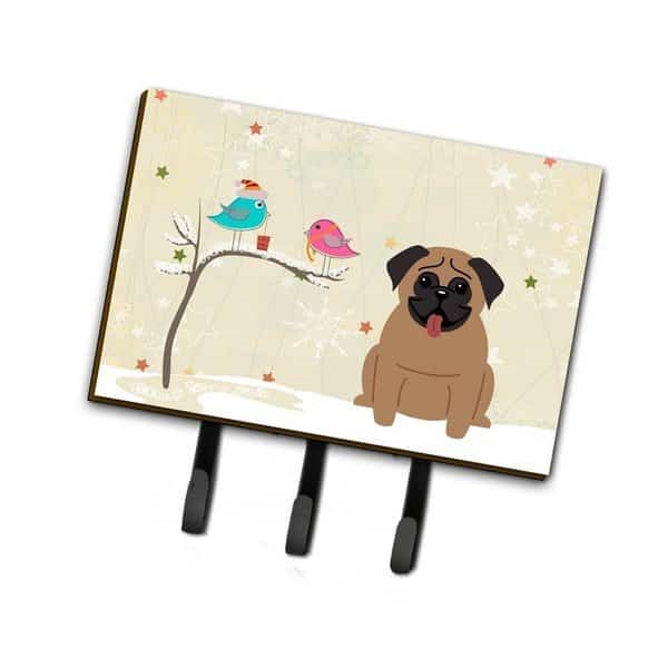 Christmas Presents Between Friends Pug Brown Leash or Key Holder