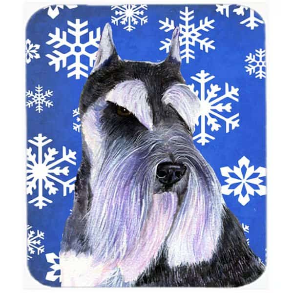 Schnauzer Winter Snowflakes Holiday Mouse Pad- Hot Pad or Trivet