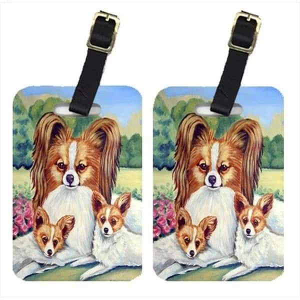 Carolines Treasures 7042BT Papillon Mommas Love Luggage Tags; Pack - 2