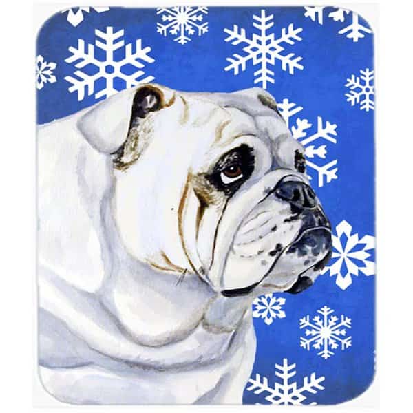 Bulldog English Winter Snowflakes Holiday Mouse Pad- Hot Pad Or Trivet