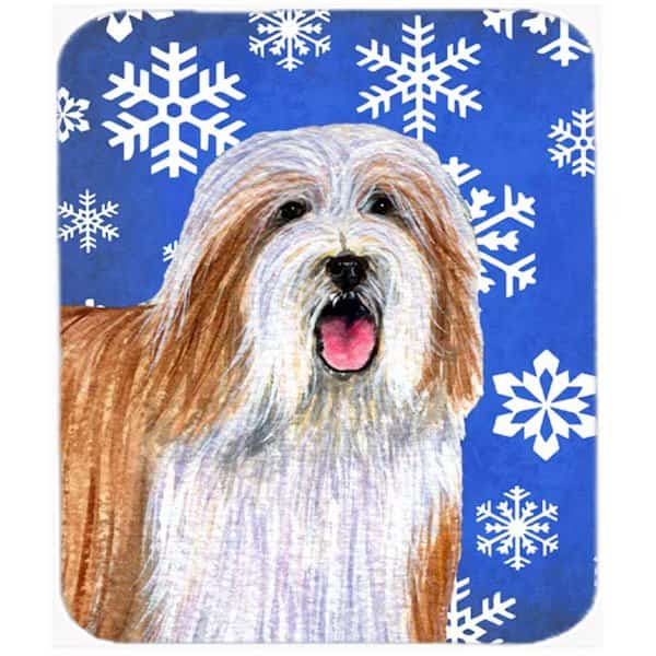 Bearded Collie Winter Snowflakes Holiday Mouse Pad- Hot Pad Or Trivet
