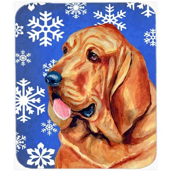 Bloodhound Winter Snowflakes Holiday Mouse Pad- Hot Pad Or Trivet