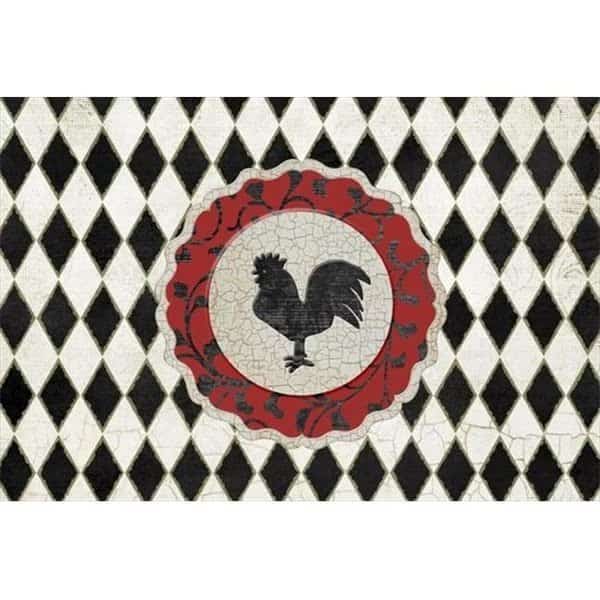 Carolines Treasures SB3086PLMT Rooster Harlequin Black And White Fabric Placemat