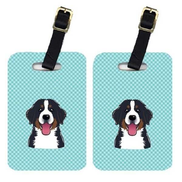Carolines Treasures BB1175BT Pair Of Checkerboard Blue Bernese Mountain Dog Luggage Tags, Carolines Treasures, Mfr#: BB1175BT